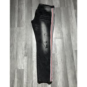 Kilogram Jet Black Striped Jeans Men’s Size 42 Red White Black Denim Pants